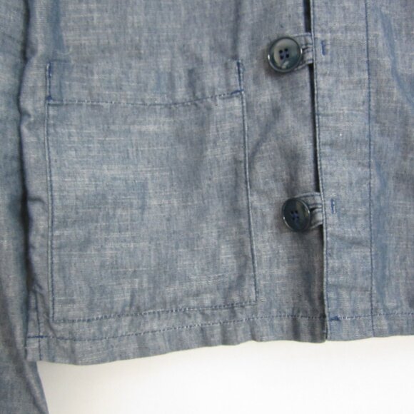 Vtg Zucca Travail Womens Small Blue LS Linen Cotton Blend Jacket Made in France - Picture 14 of 15